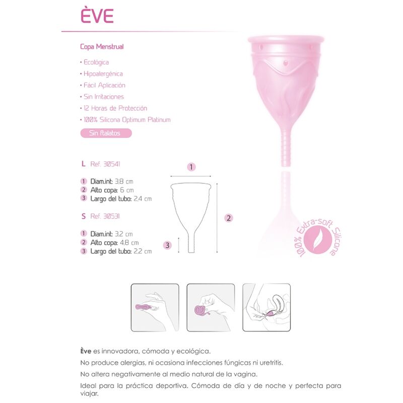 FEMINTIMATE Copa Menstrual EVE Talla L – Silicona Hipoalergénica Para Comodidad Diaria