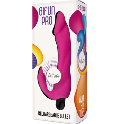 Alive Bifun Pro Dildo Vibrador Rosa 14.9 Cm – Vibrador Recargable Con Diseño Curvado Para Estimulación Placentera