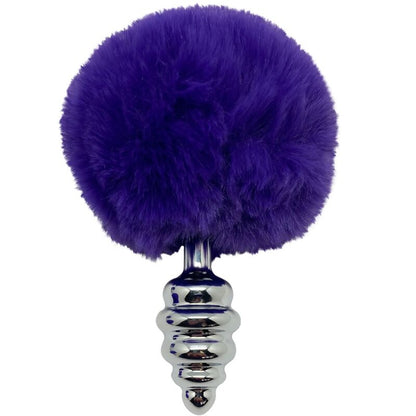 ALIVE Plug Anal Espiral Metal Violeta Oscuro Talla M – Diseño Elegante Con Pompon De Pelo Sintético