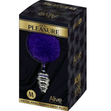 Comprar ALIVE Plug Anal Espiral Metal Violeta Oscuro Talla M – Diseño Elegante Con Pompon De Pelo Sintético-Noxtic