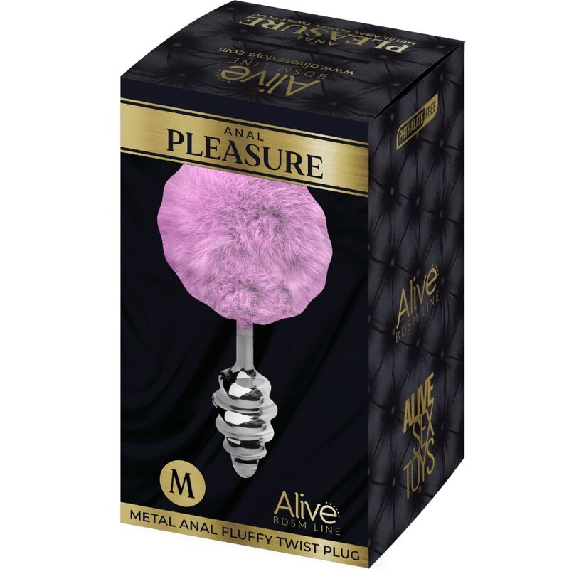 ALIVE Plug Anal Espiral Metal Violeta Talla M – Diseño Único Para Placer Sensorial