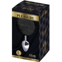 Comprar ALIVE Plug Anal Liso Metal Con Pompon Negro Talla L – Diseño Elegante Para Placer Sensorial-Noxtic