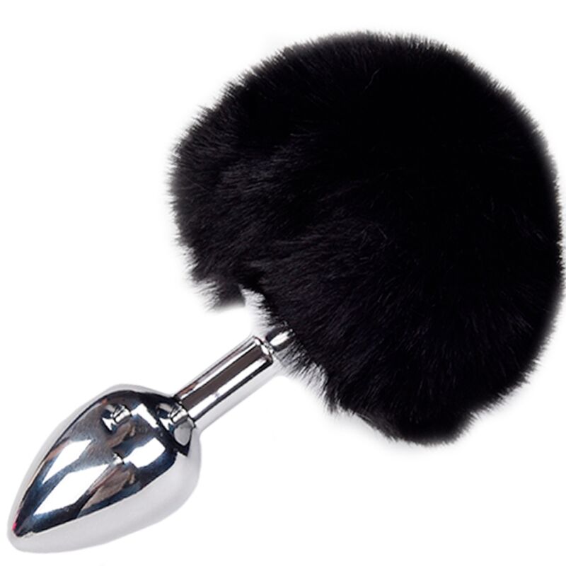 Comprar ALIVE Plug Anal Liso Metal Con Pompon Negro Talla L – Diseño Elegante Para Placer Sensorial-Noxtic