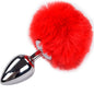 Comprar ALIVE Plug Anal Liso Metal Con Pompon Rojo Talla M – Diseño Elegante Para Una Experiencia Sensorial Única-Noxtic