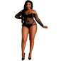Comprar MOONLIGHT Body Manga Larga Negro Brillante – Lencería Plus Size Que Resalta Tus Curvas Con Elegancia-Noxtic