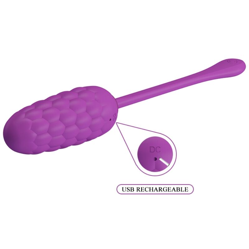 PRETTY LOVE Uovo Vibrante Viola Ricaricabile – Texture Marina per Esperienze Sensuali