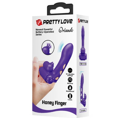 PRETTY LOVE Orlando Funda De Dedo Vibrador Morado – Diseño Ergonómico Para Placer Personalizado
