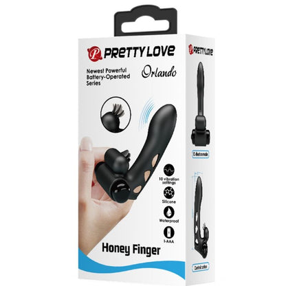 PRETTY LOVE Orlando Black Vibrating Finger Sleeve – Stimolazione precisa con design ergonomico