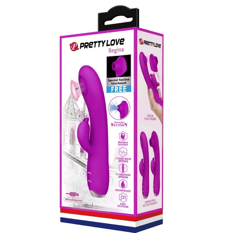 Comprar Pretty Love Regina Vibrador Succionador Recargable Morado – Diseño Ergonómico Para Placer Personalizado-Noxtic