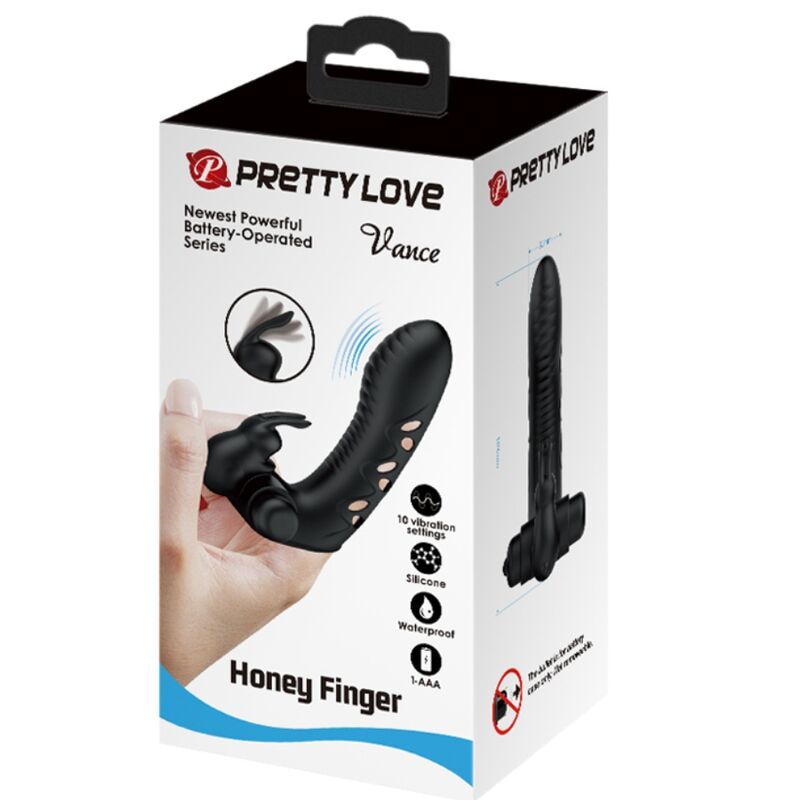 Pretty Love Vance Funda Dedo Vibrador Conejo Negro – Silicona Médica Para Placer Confiable