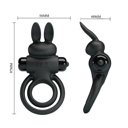 Comprar Pretty Love Anillo Vibrador Conejo Negro – Diseño Elegante Para Placer Sensual-Noxtic