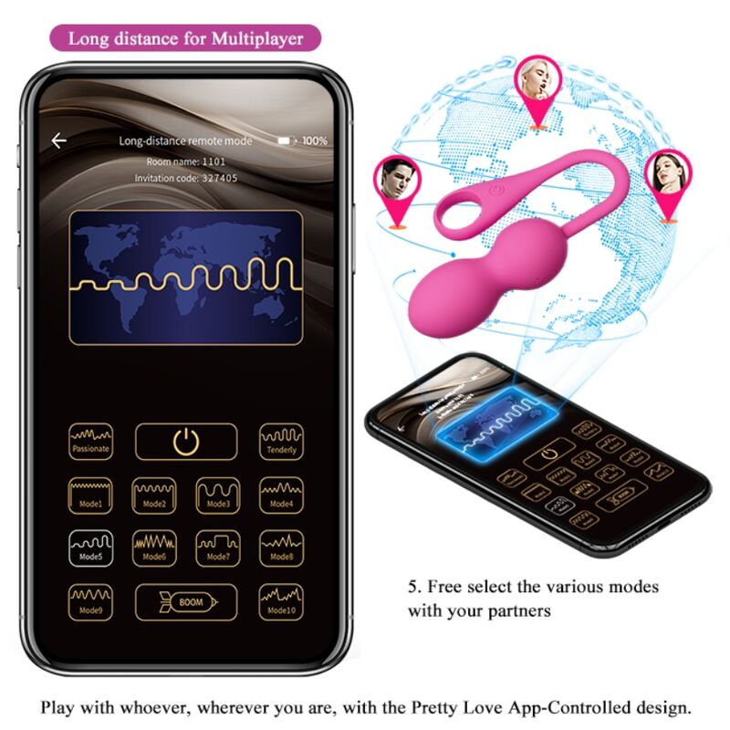Comprar PRETTY LOVE Elvira Bolas Vibradoras Recargables Rosa – Innovadoras Para Bienestar Sexual y Autoexploración-Noxtic