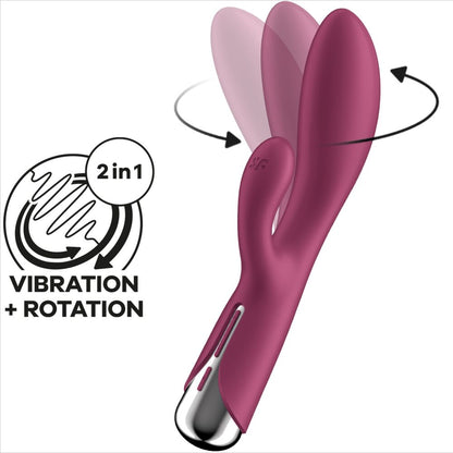 Satisfyer Spinning Rabbit 1 Rojo – Vibrador Recargable Con Estimulación Doble Para Placer Personalizado