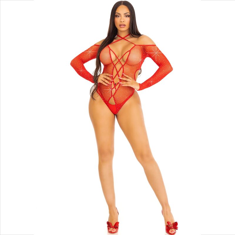 LEG AVENUE - CROTCHLESS BODYSUIT WITH RED GLITTER