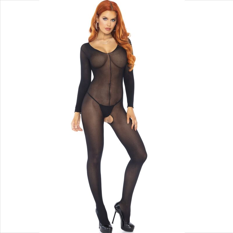 Comprar LEG AVENUE Bodystocking Negro Manga Larga – Diseño Elegante Con Comodidad Sensual-Noxtic
