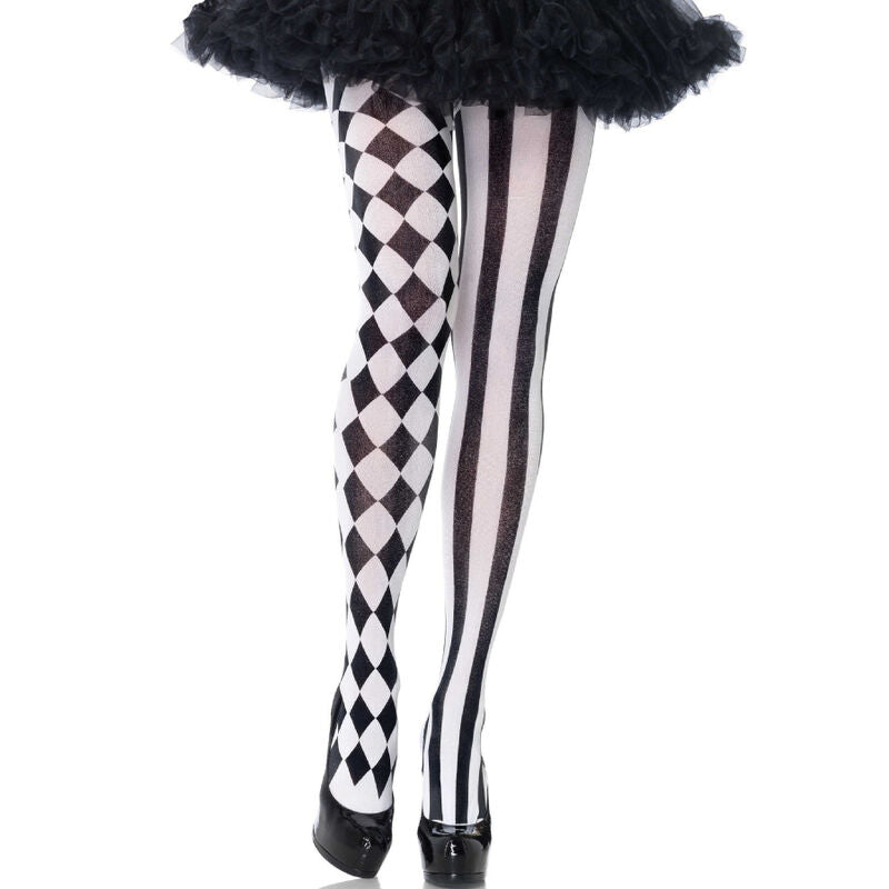 Comprar LEG AVENUE Medias Arlequín Negro Blanco – Elegancia Y Comodidad Para Realzar Tus Piernas-Noxtic