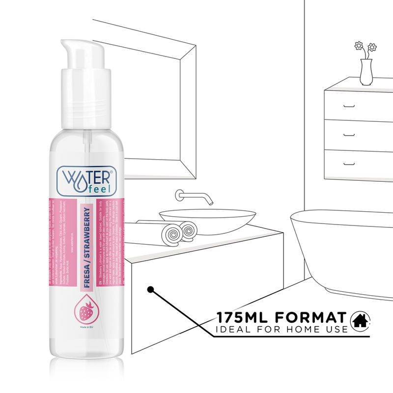 WATERFEEL Lubricante Base Agua Fresa 175 ML – Suave Y Hidratante Para Placer Confiable