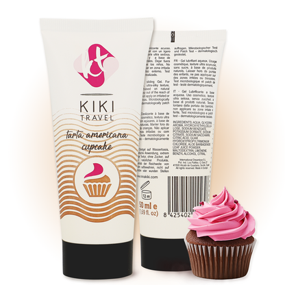 KIKÍ Travel Gliding Gel Gusto Cupcake Americano 50 ml – Lubrificante a base d’acqua per una sensazione setosa