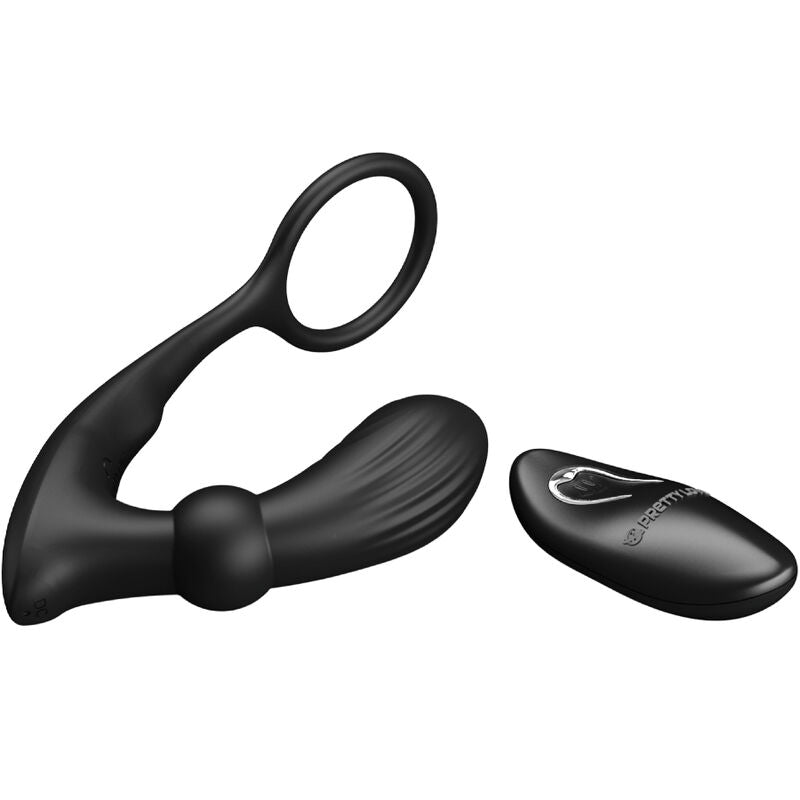 PRETTY LOVE Warren Anillo Y Vibrador Anal Negro – Diseño Innovador Para Placer Compartido
