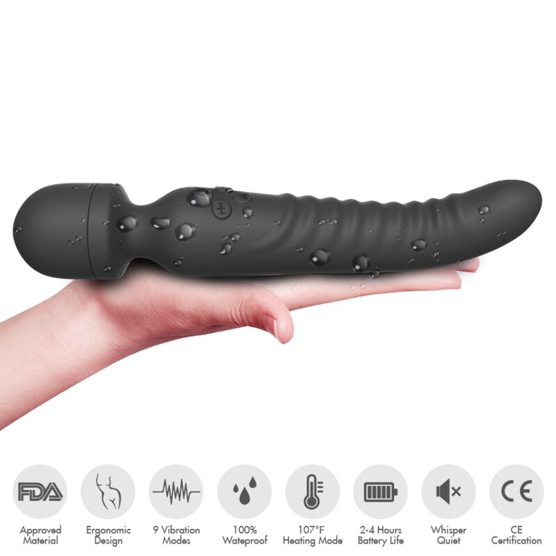 ARMONY Misión Masajeador Negro – Masajeador Ergonómico Con Efecto Calor Para Placer Intenso