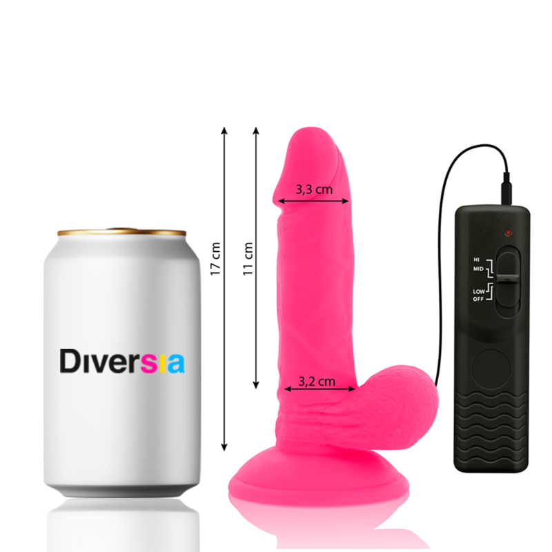 DIVERSIA Dildo Realistico Flessibile Rosa 17 cm – Esperienza Sensoriale Unica con Vibrazione