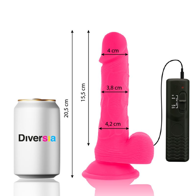 DIVERSIA Dildo realistico flessibile rosa – Design ergonomico con vibrazione per il piacere personale