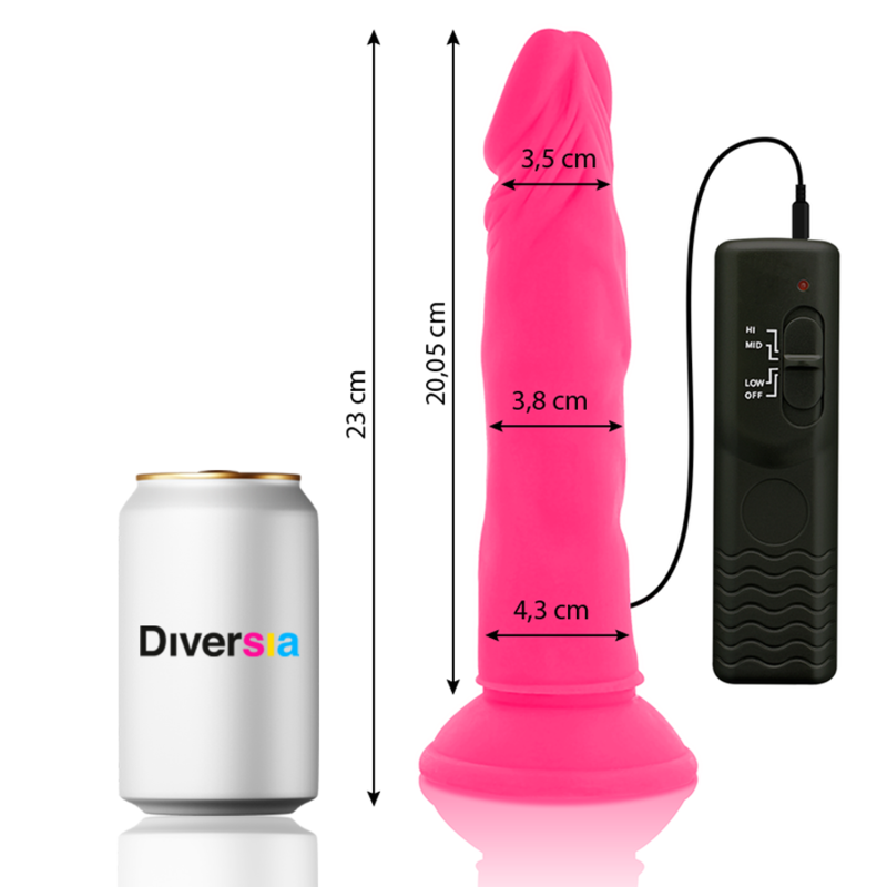 DIVERSIA Dildo Realístico Flexible Rosa – Vibración Ajustable Para Experiencia Única