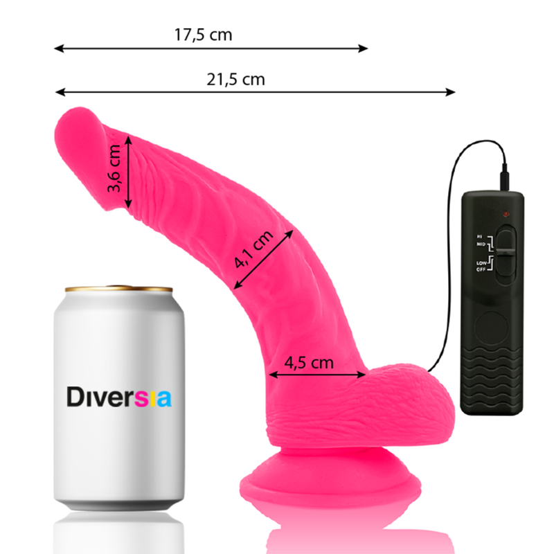 DIVERSIA Dildo Realístico Flexible Rosa – Vibración Potente Para Exploración Sensual