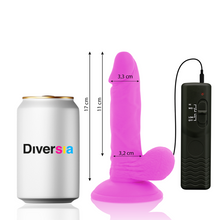DIVERSIA - PURPLE VIBRATING FLEXIBLE REALISTIC DILDO 17 CM -OR- 3.3 CM