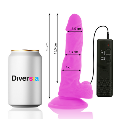 DIVERSIA Dildo Realista Flexible Lila 18 Cm – Estimulador Con Vibración Para Placer Personalizado