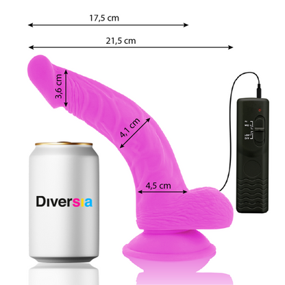 DIVERSIA Dildo Realístico Flexible Lila – Vibración Intensa Con Diseño Adaptable