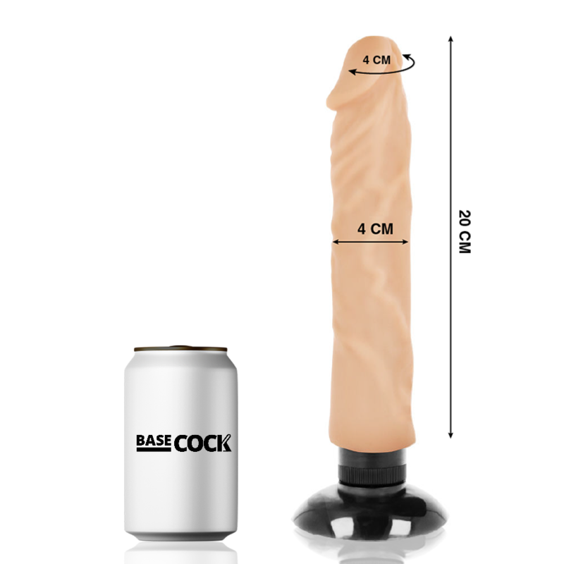 BASECOCK Vibrador Realista 2 en 1 Natural 20 cm – Diseño Versátil Para Experiencias Únicas de Placer