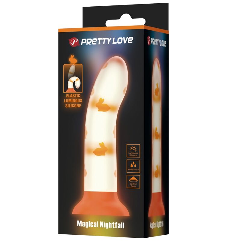 PRETTY LOVE Magical Nightfall Naranja – Consolador Luminoso De Silicona Para Diversión Nocturna