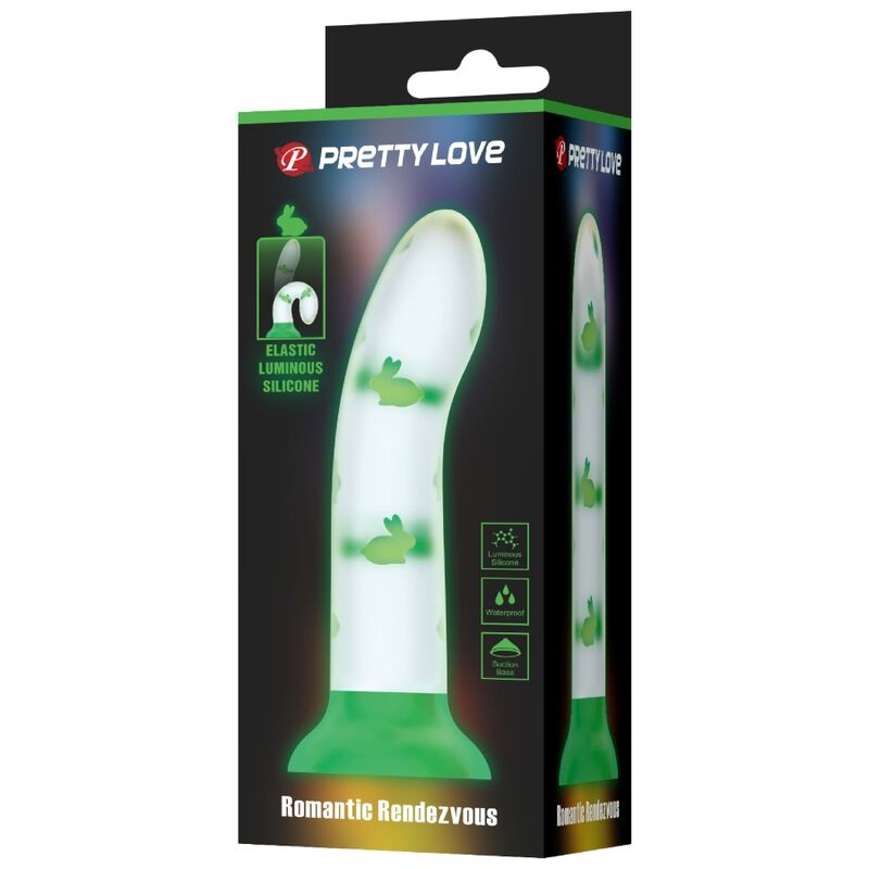 PRETTY LOVE Magical Nightfall Dildo Verde – Silicona De Alta Calidad Con Efecto Luminoso Para Diversión En La Oscuridad