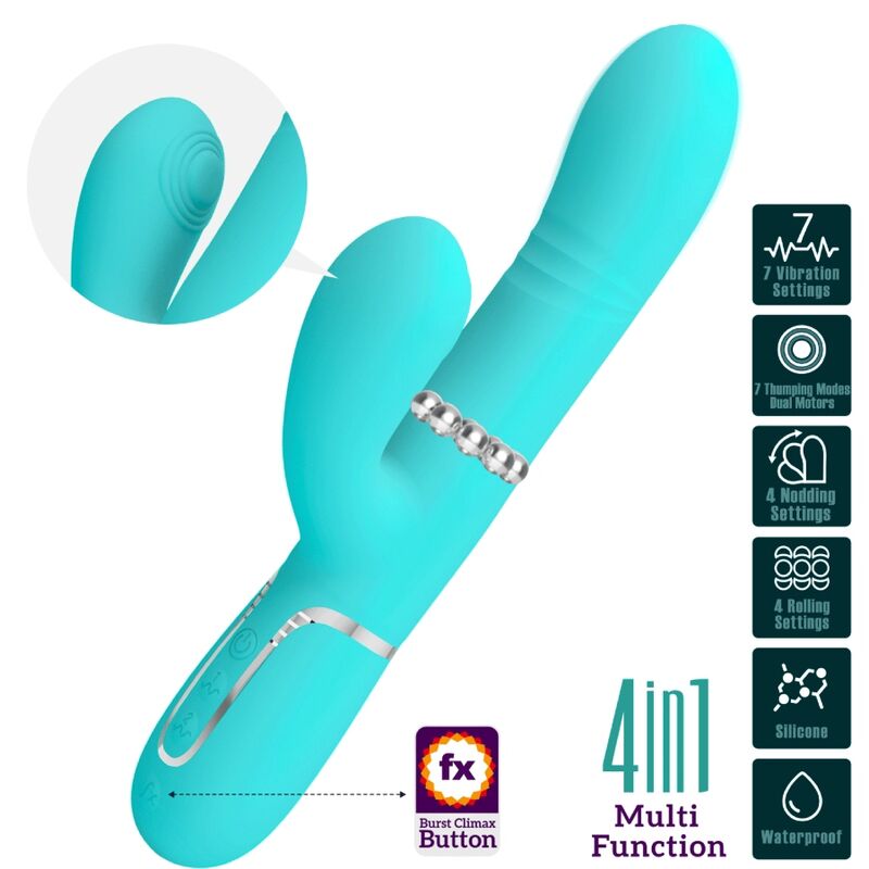 PRETTY LOVE Vibrador Punto G Multifunción Verde Agua – Estimulador Con 7 Modos De Vibración Para Placer Personalizado