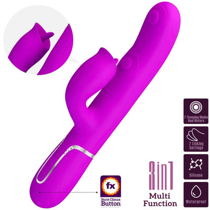 Vibratore coniglio leccabile Pretty Love Fuchsia - 7 modalità di stimolazione per un doppio piacere