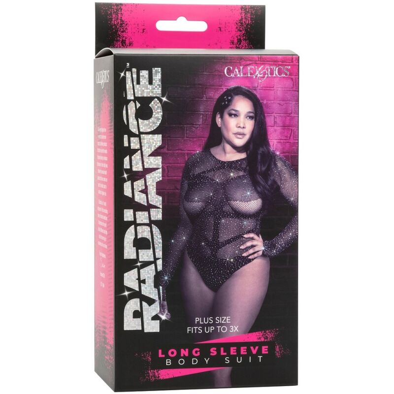CALEXOTICS Radiance Body Manga Larga Pedrería Talla Grande – Diseño Elegante Para Resaltar Tu Figura