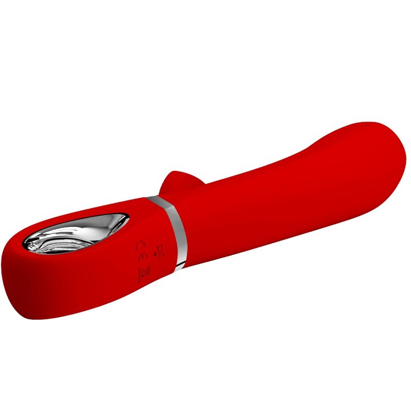 PRETTY LOVE Thomas Vibrador Multifunción Rojo – Silicona Suave Con 7 Funciones Para Placer Intenso