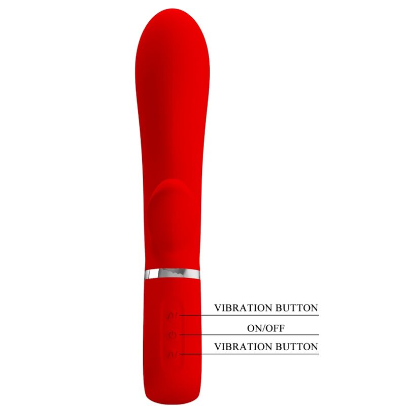 PRETTY LOVE Thomas Vibrador Multifunción Rojo – Silicona Suave Con 7 Funciones Para Placer Intenso
