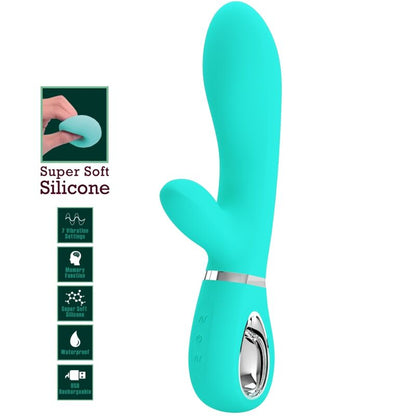 PRETTY LOVE Thomas Vibrador Punto G Multifunción Verde Agua – Silicona Suave Con 7 Funciones Para Placer Intenso