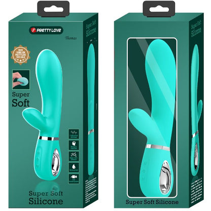 PRETTY LOVE Thomas Vibrador Punto G Multifunción Verde Agua – Silicona Suave Con 7 Funciones Para Placer Intenso