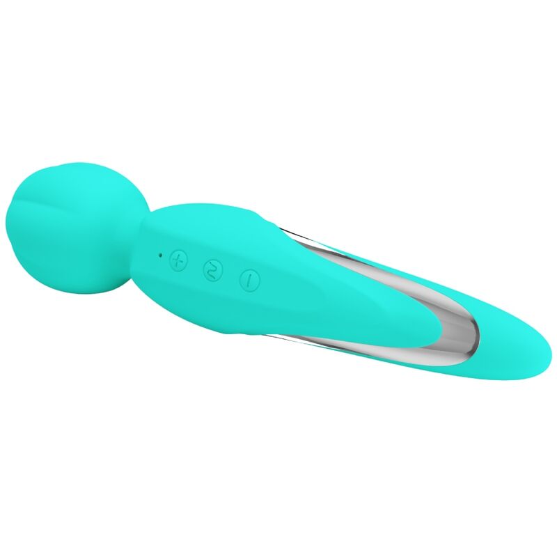 PRETTY LOVE Walter Aqua Green Wand Vibrator – Massaggiatore in morbido silicone con 7 funzioni di vibrazione
