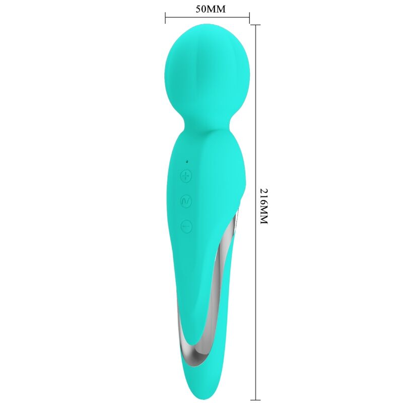 PRETTY LOVE Walter Aqua Green Wand Vibrator – Massaggiatore in morbido silicone con 7 funzioni di vibrazione