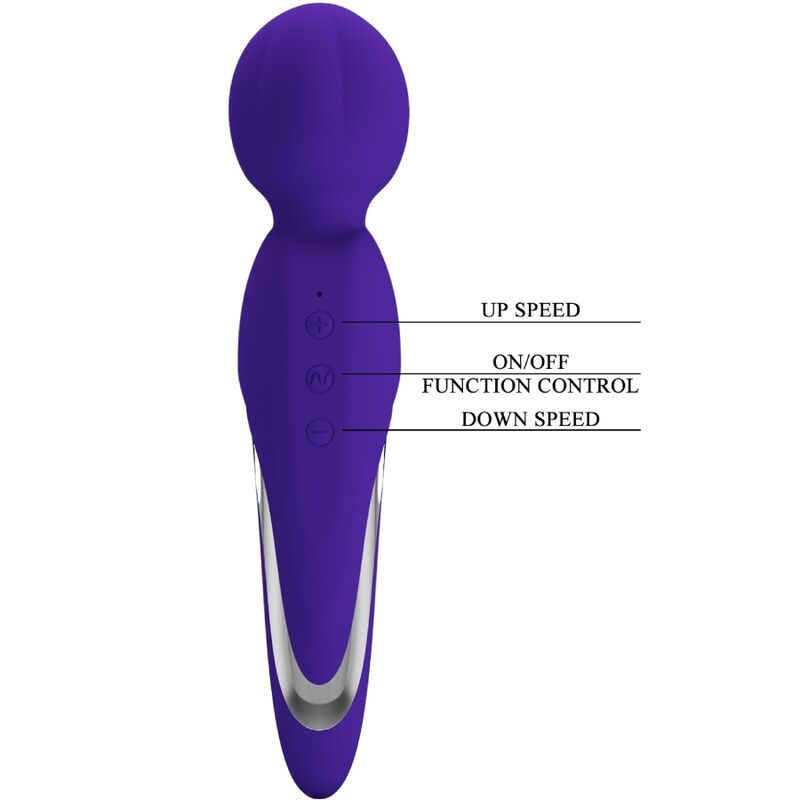 PRETTY LOVE Walter Vibrador Wand Violeta – Masajeador De Silicona Suave Con 7 Funciones De Vibración
