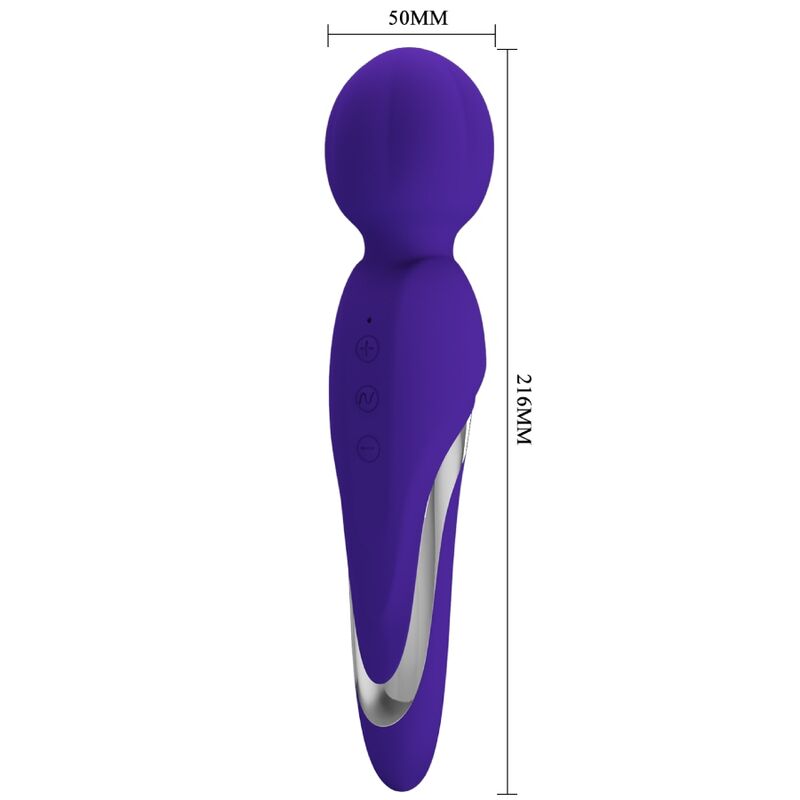 PRETTY LOVE Walter Vibrador Wand Violeta – Masajeador De Silicona Suave Con 7 Funciones De Vibración