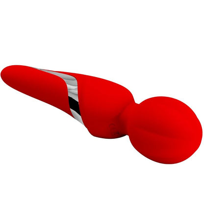 PRETTY LOVE Walter Vibrador Wand Rojo – Masajeador De Silicona Suave Con 7 Funciones De Vibración