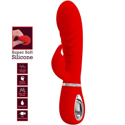 Pretty Love Prescott Vibrador Multifunción Rojo – Masajeador Suave Con Estimulación Dual