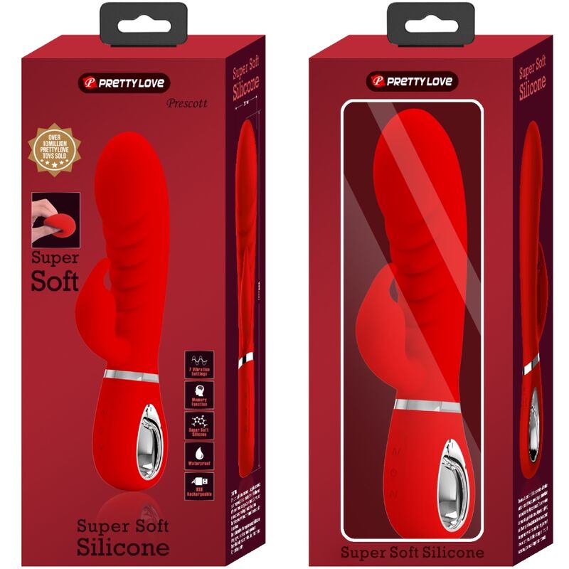 Pretty Love Prescott Vibrador Multifunción Rojo – Masajeador Suave Con Estimulación Dual