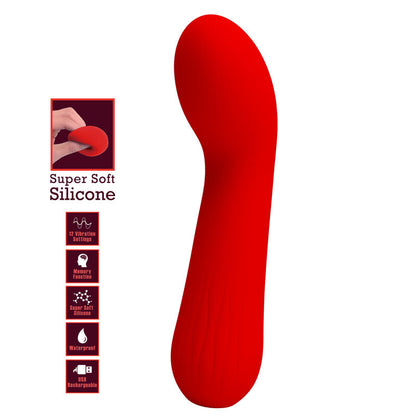 PRETTY LOVE Faun Vibrador Recargable Rojo – Diseño Curvado Para Placer Óptimo