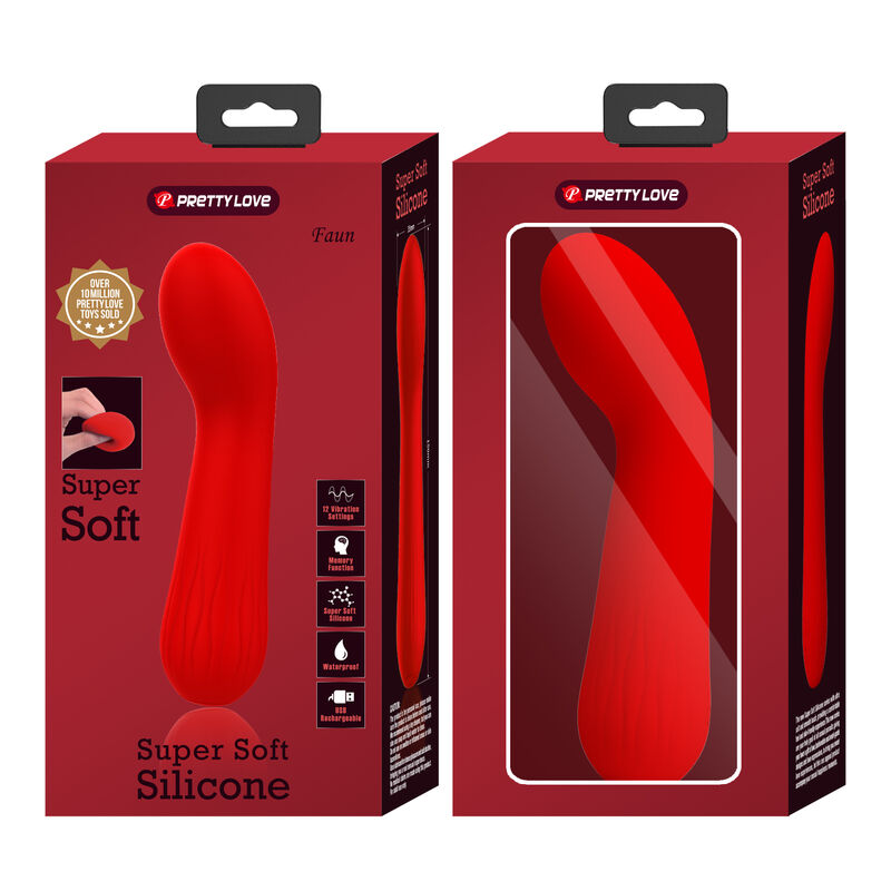 PRETTY LOVE Faun Vibrador Recargable Rojo – Diseño Curvado Para Placer Óptimo